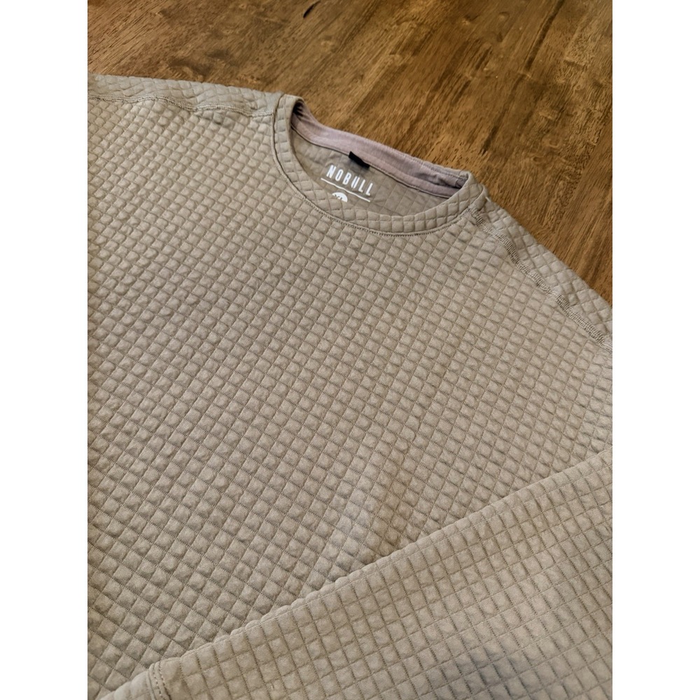 NOBULL Sweatshirt Mens XL Tan Waffle Knit Thermal Quilted Pullover Sweater